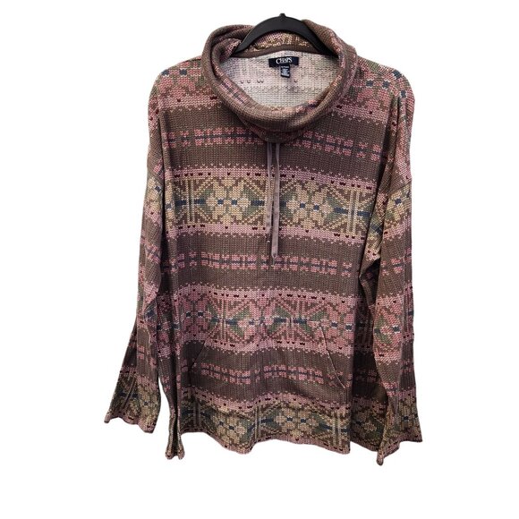 Chaps XL Women's Cowl Neck Long Sleeve Kangaroo Pockets Pullover - Picture 1 of 8